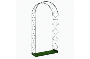 Arche à Rosiers – Métal Vert sur Base en Bois avec Gazon Synthétique