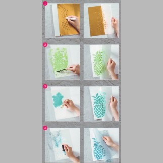 pochoir monstera feuilles transparent 15 x 21 cm lavable