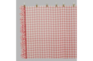 bonne femme sheer fabric plaid with ruffles color red width 95 cm
