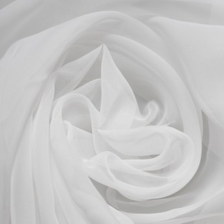 bonne femme sheer fabric plain with ruffle color white width 90 cm