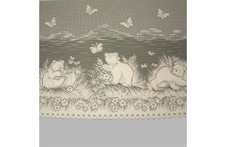 Sheer fabric Jacquard with bears with butterflies short curtain, polyester
