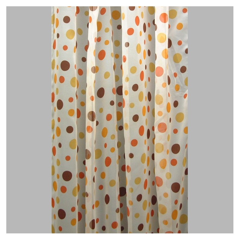 Vitrage van voile met bruine bolletjes Vitrage van voile met bruine bolletjes