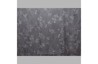 Stof grijze voile met bloemetjes