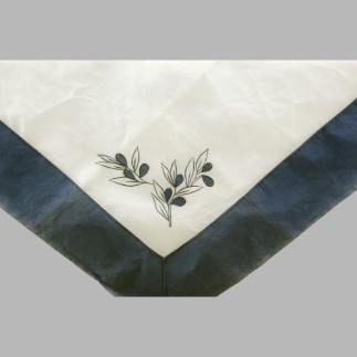 Nappe de organza aux olives couleur bleu150 x 150 cm