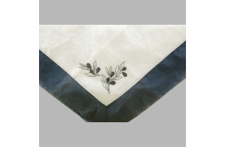 tafelkleed organza met olijven kleur blauw 150 x 150 cm