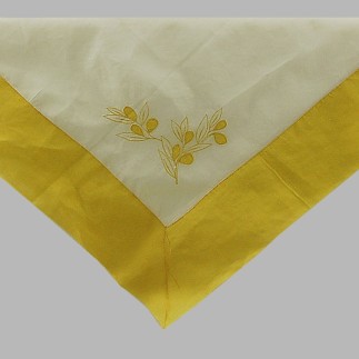 Nappe de organza de olives couleur blanc et jaune 150 x 150 cm