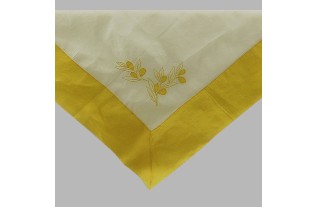 tafelkleed organza met olijven kleur wit en geel 150 x 150 cm