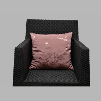 satin pillow and table cloth old pink with flower