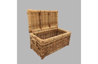 Panier Rotan avec oreilles et couvercle, 70 x 35 x 30 cm