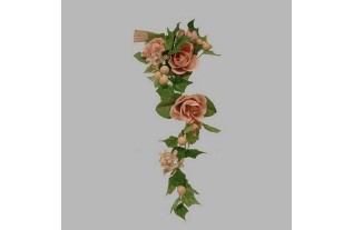 garland of roses and berries for candle-bottle color rose