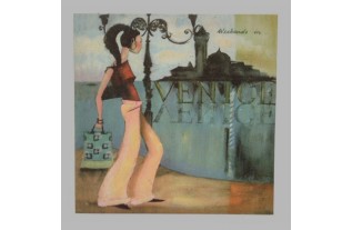 toile de peinture de Paris-Rome.New York et Venise 28 x 28 cm
