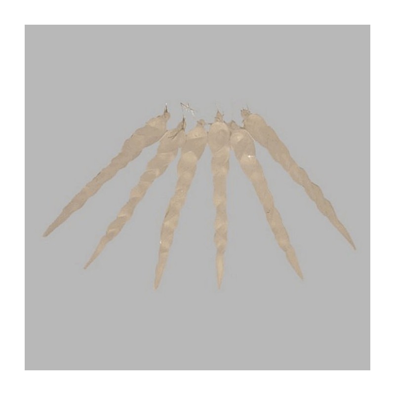 icicles matt white 12 cm per 6 pieces