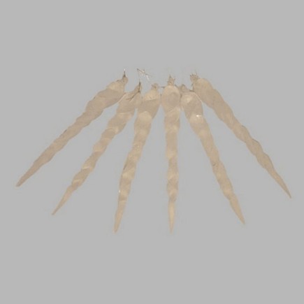icicles matt white 12 cm per 6 pieces