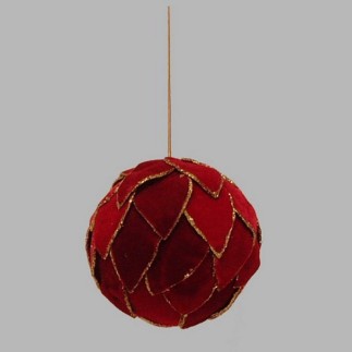 Velvet Christmas ball color gold and red 10 cm