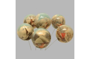 Set van 6 Nostalgische Kerstballen op Prikker – 75 mm, Perfect voor Feestelijke Decoratie