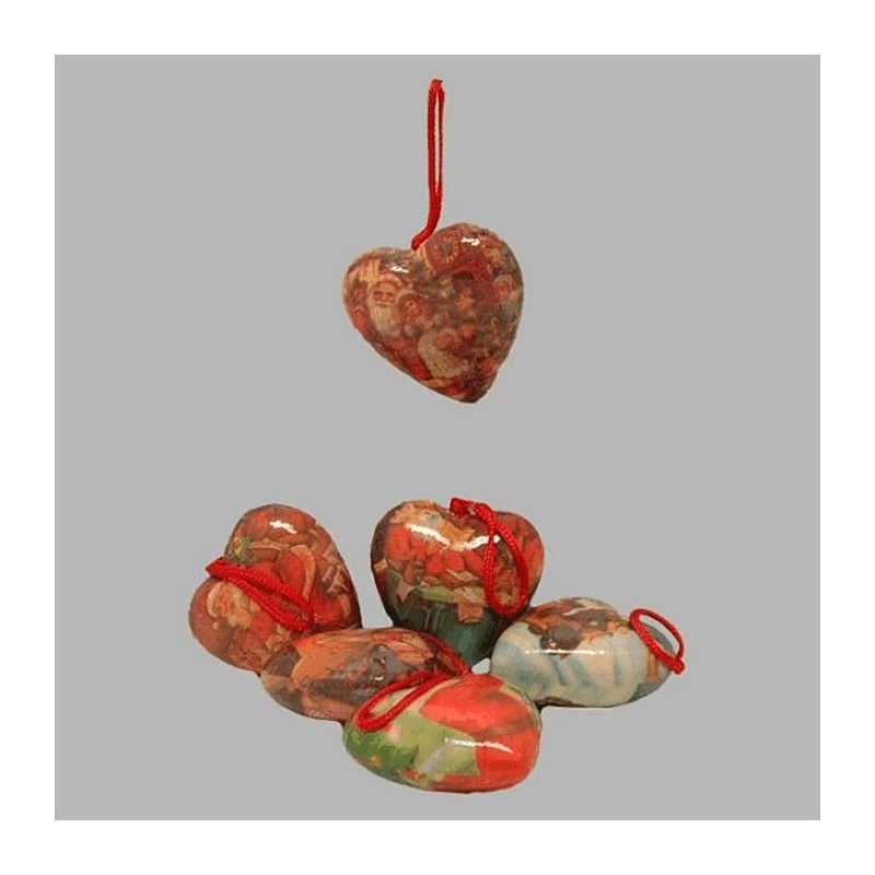 coeurs de Noël nostalgique 7 cm de taille par 6 pcs