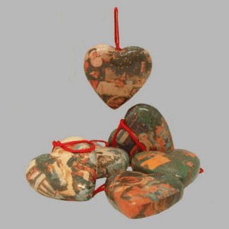 coeurs de Noël nostalgique 10 cm de taille par 6 pcs