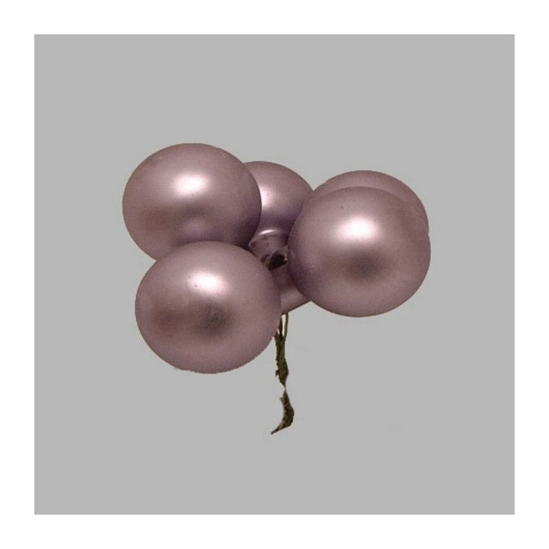 Kerstballetjes op draad kleur paars 30 mm 5 stuks