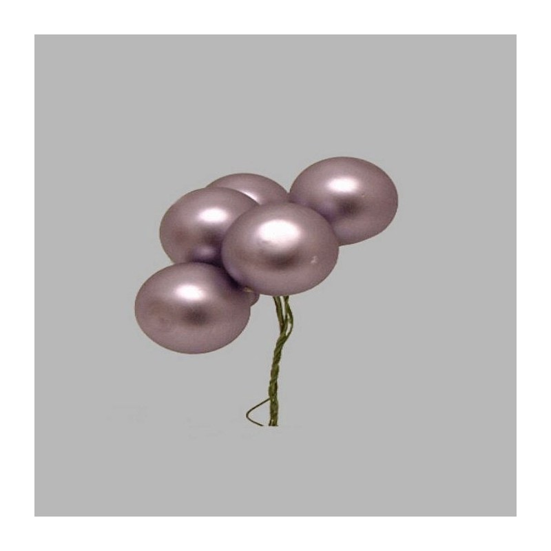 Christmas balls on wire color purple 25 mm 5 pieces