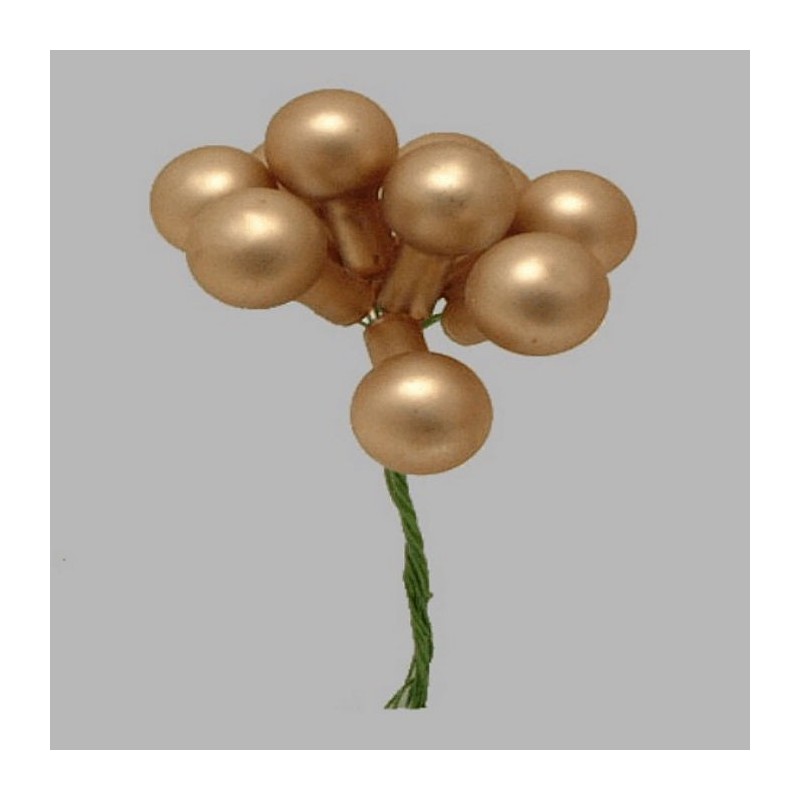 Christmas balls on wire color gold 15 mm 10 pieces