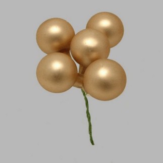 Christmas balls on wire color gold 25 mm 5 pieces