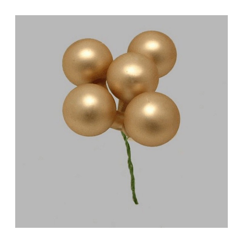 Boules deNoël sur le fil couleur or 25 mm 5 pièces