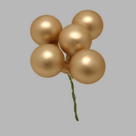 Christmas balls on wire color gold 25 mm 5 pieces