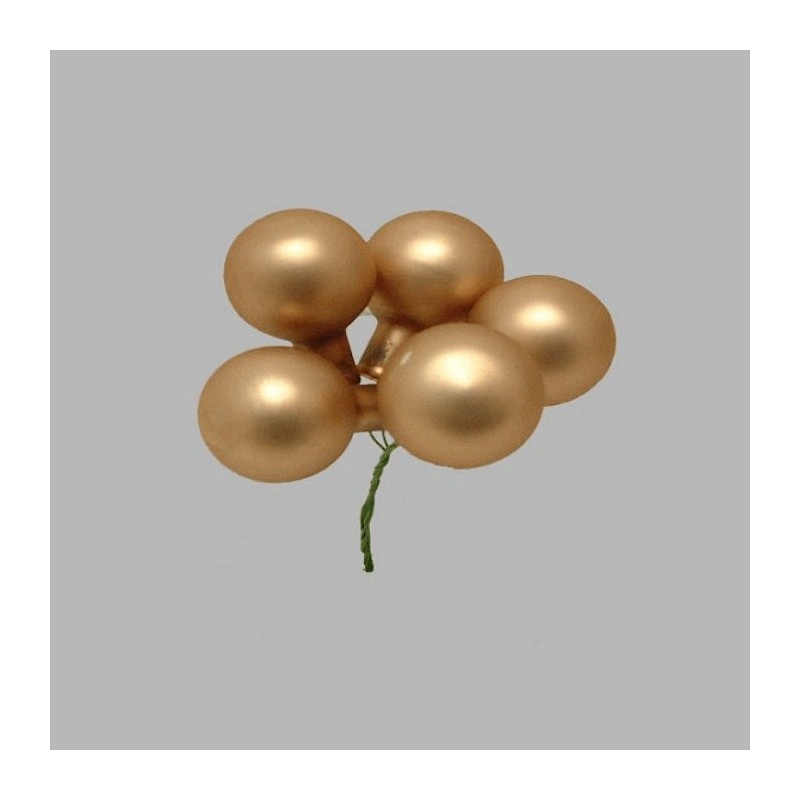 Christmas balls on wire color gold 35 mm 5 pieces