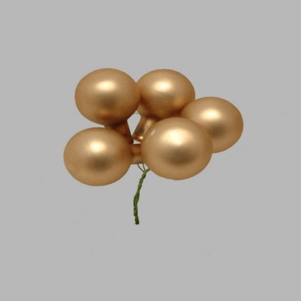 Boules de Noël sur le fil couleur or 35 mm 5 pièces