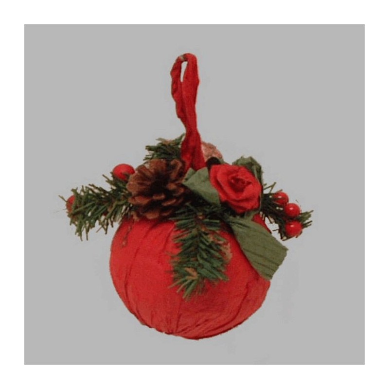 Boule de Noël avec des ornements couleur rouge 15 cm