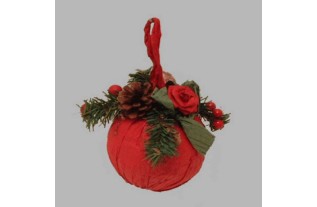 Boule de Noël avec des ornements couleur rouge 15 cm
