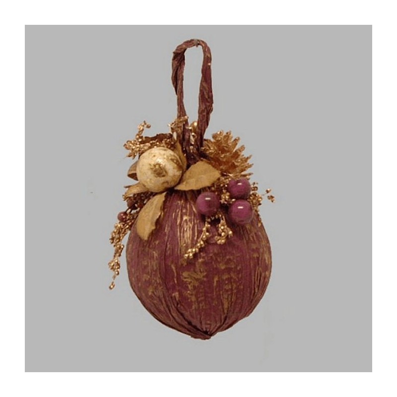 Kerst bal met ornamenten bordeau 15 cm