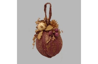 Kerst bal met ornamenten bordeau 15 cm