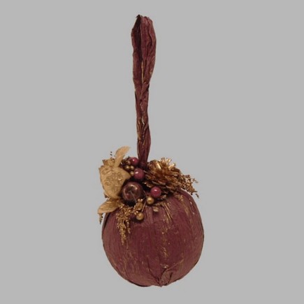 Kerst bal met ornamenten bordeau 20 cm