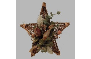 Christmas wreath in the shape of a star gold and brown bow