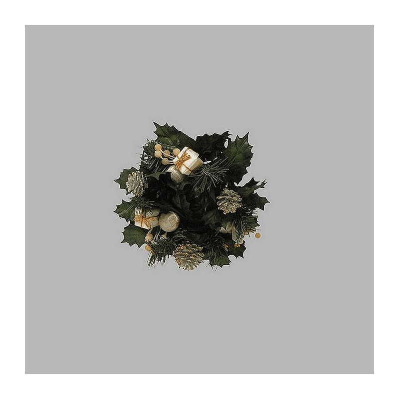 Christmas wreath with ornaments color gold green 20 cm