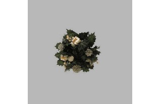 Christmas wreath with ornaments color gold green 20 cm