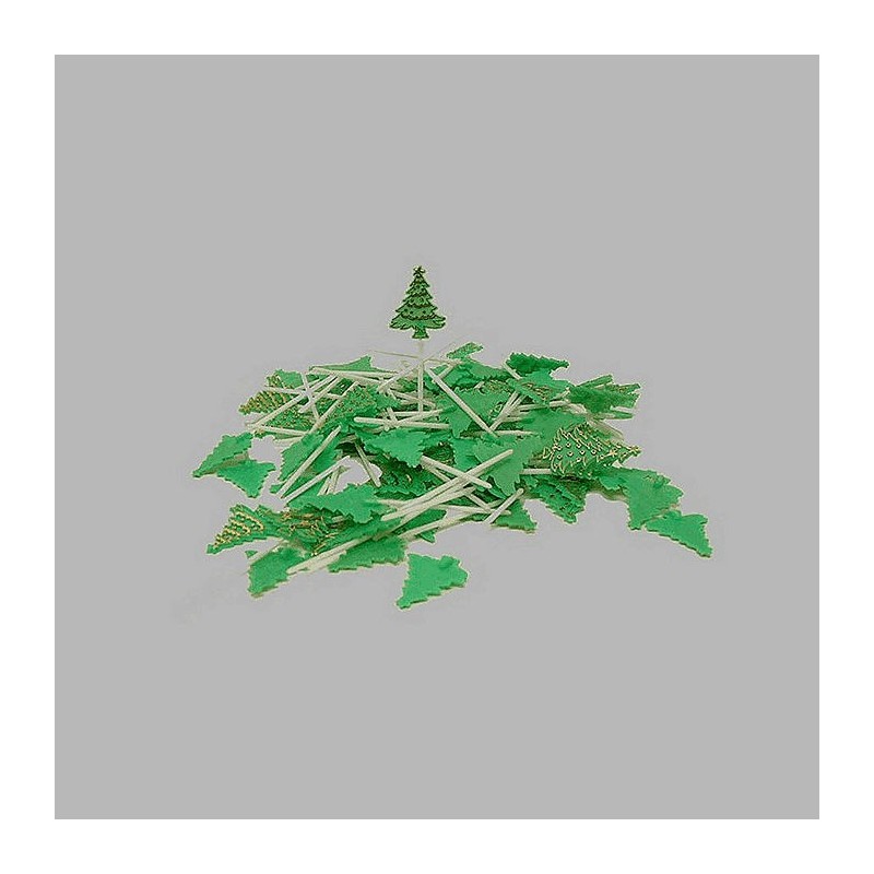 Christmas tree on spike green and gold 100 pcs of 9 cm