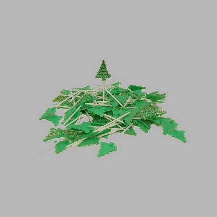 Sapin de Noël sur spike vert et or 100 pcs de 9 cm