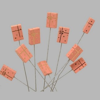 Cadeau de Noël sur fil couleur rose-or 10 pcs
