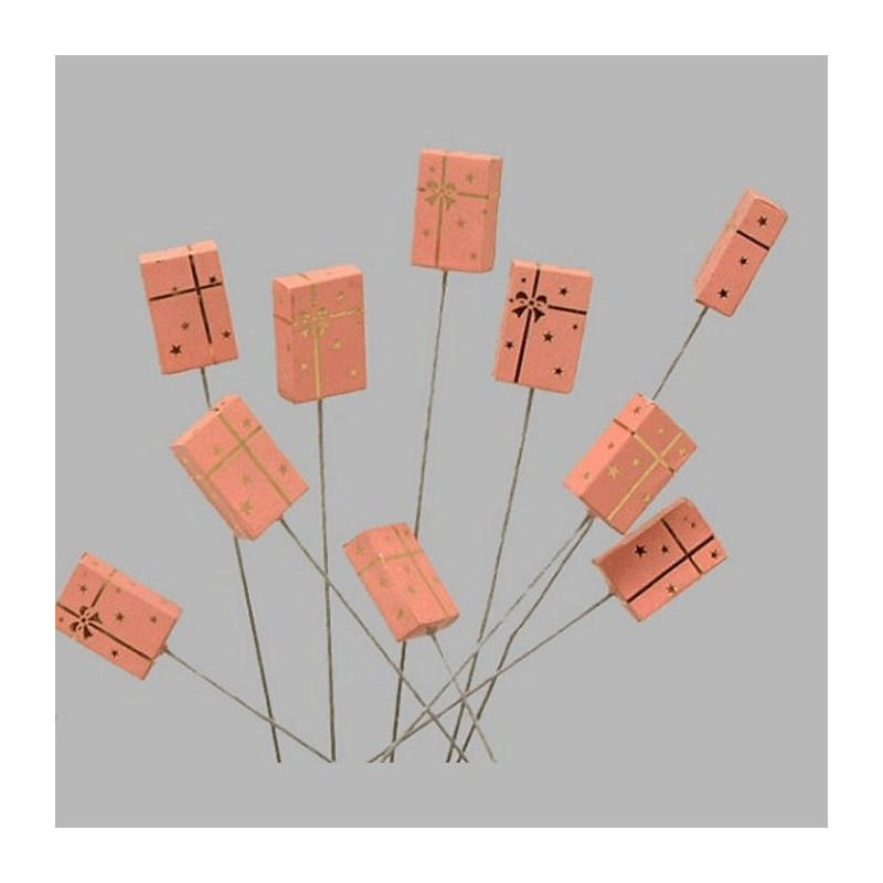 Cadeau de Noël sur fil couleur rose-or 10 pcs