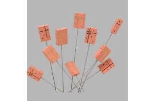 Christmas gift on wire color pink-gold 10 pieces