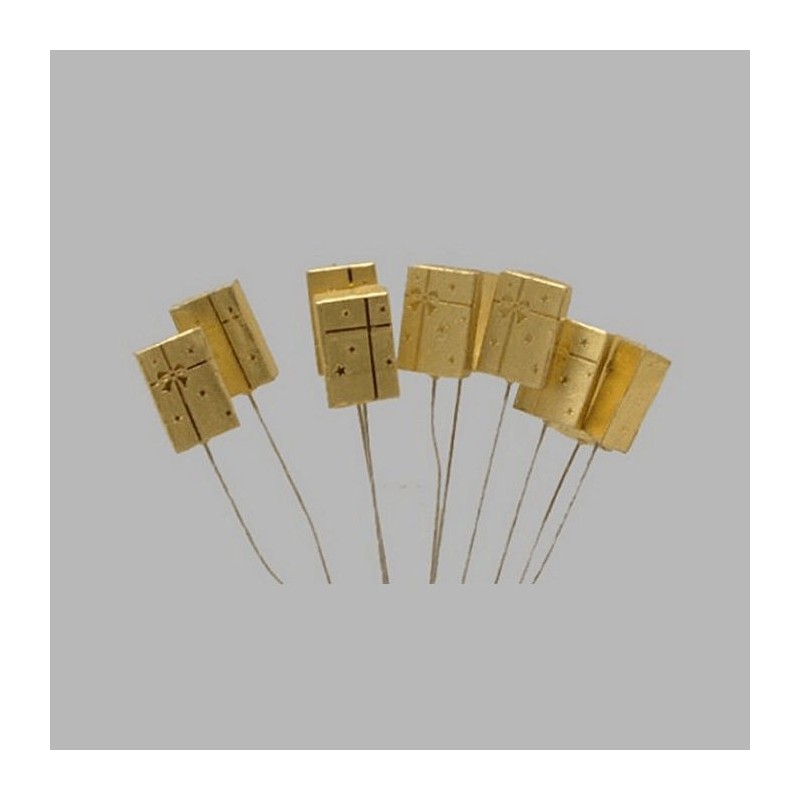 Christmas gift on wire color gold 10 pieces