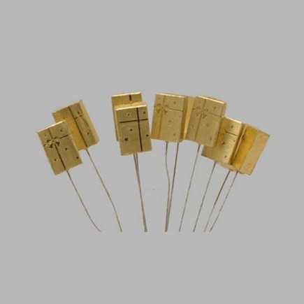 Christmas gift on wire color gold 10 pieces