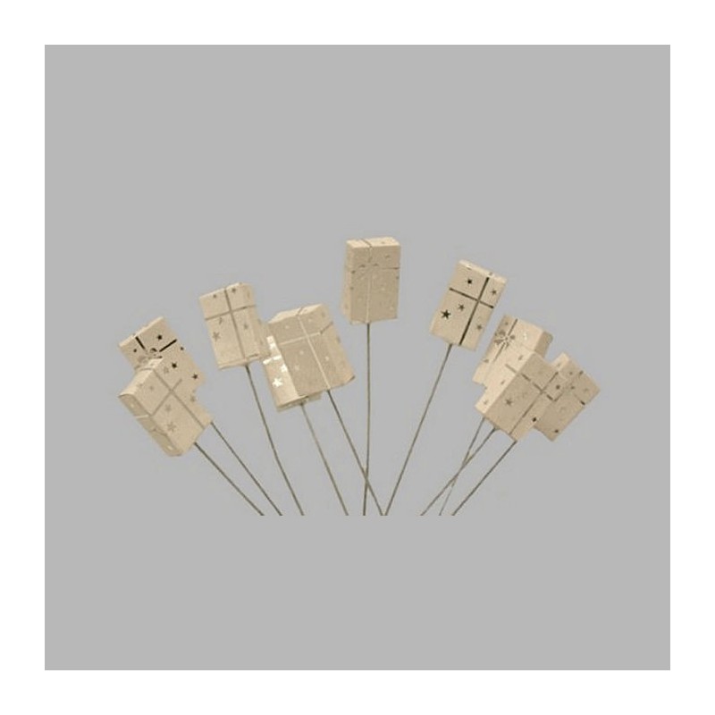 Christmas gift on wire color white-silver 10 pieces