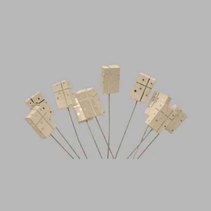 Christmas gift on wire color white-silver 10 pieces