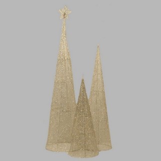 Kerstboom zuilen glinsterend 3 stuks 110 cm-80 cm em 55 cm