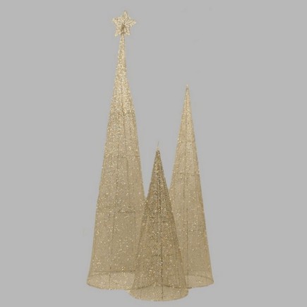 Christmas tree columns glistening 3 pieces 110-80 and 55 cm