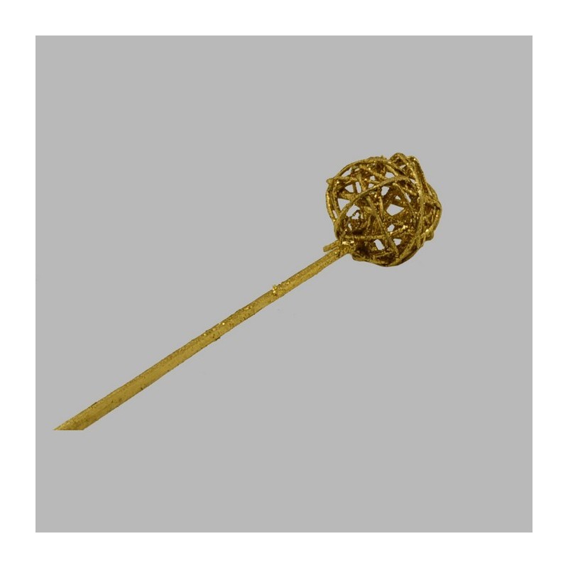 Boule de branche de Noël dorée sur bâton de 45 cm 5 pièces