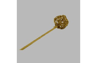 Boule de branche de Noël dorée sur bâton de 45 cm 5 pièces